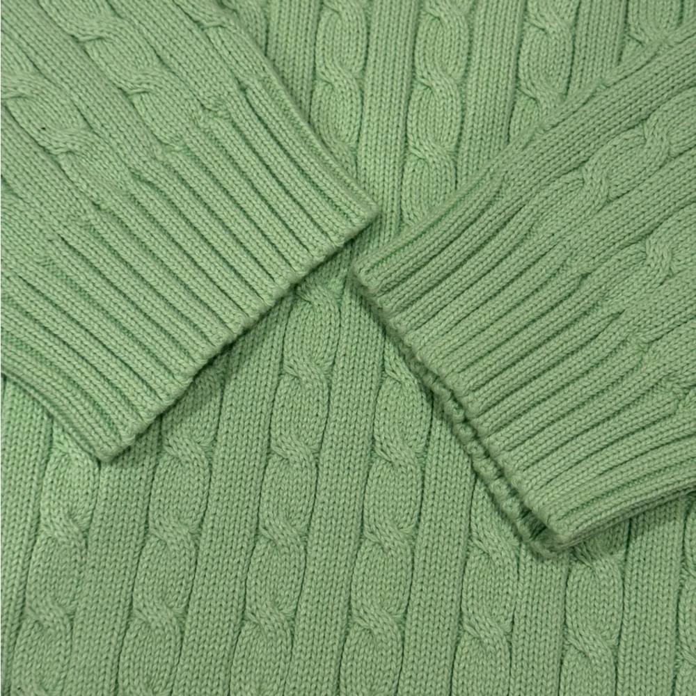 VINTAGE Lauren Ralph Lauren Sweater Womens Sz 2X Cable Knit Cotton Green - Picture 8 of 9